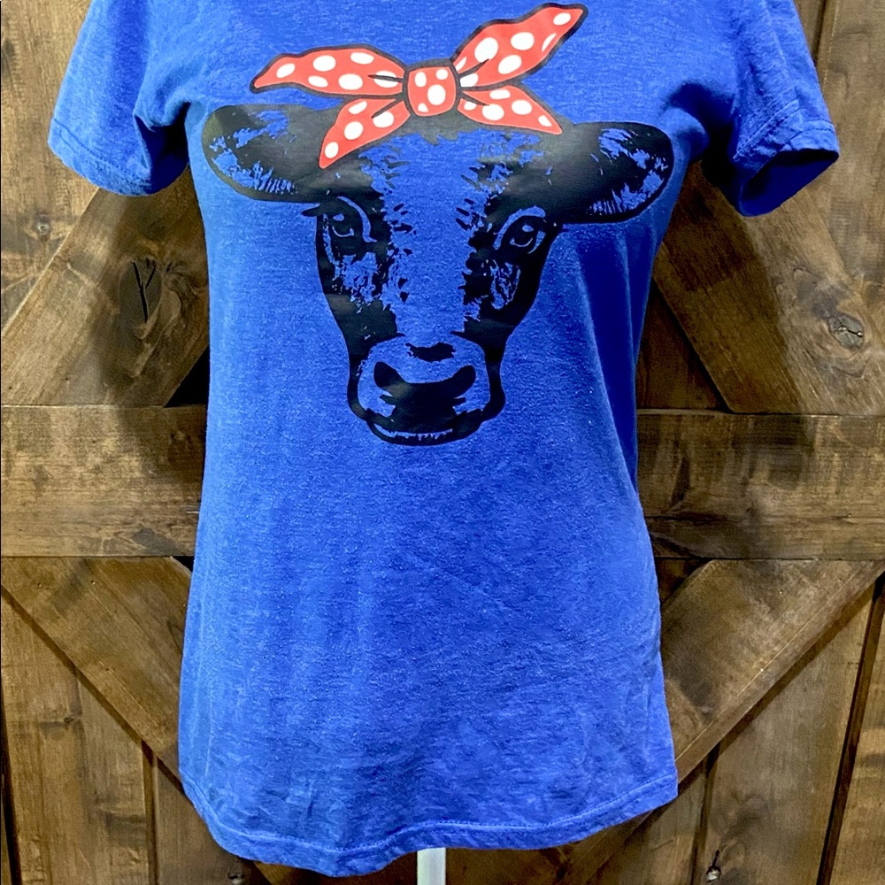 Blue Highland Heifer Short Sleeve Tee Sz M - Picture 5 of 14